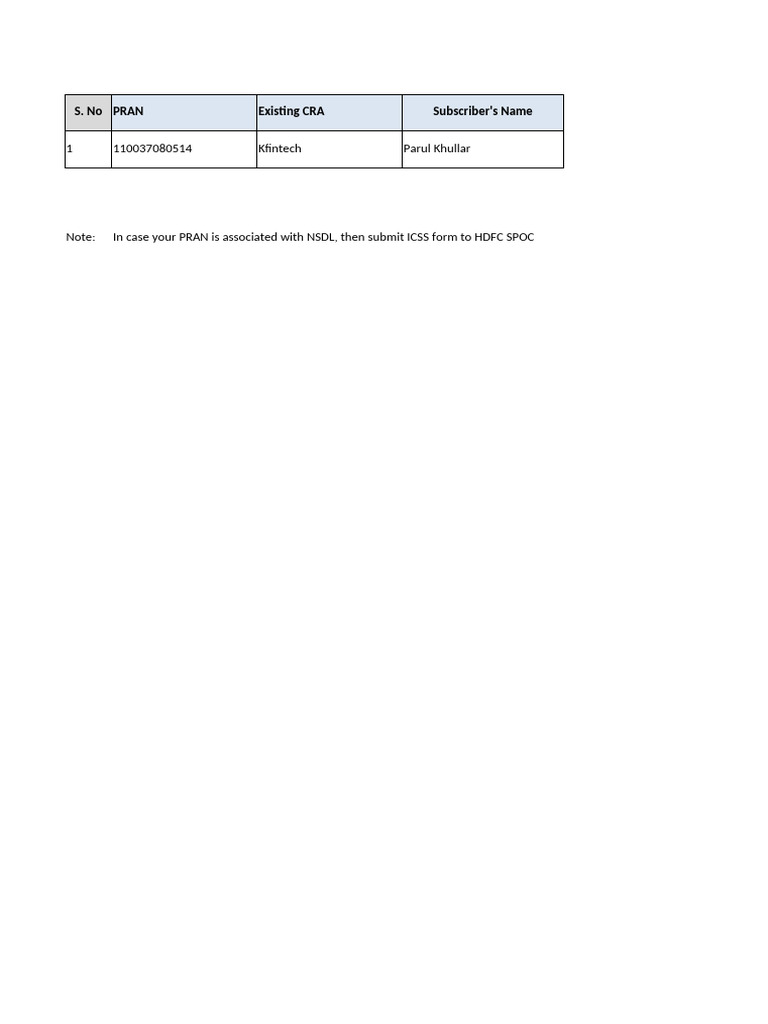 Annexure - ISS Excel For Mapping Existing NPS To LNT Infotech | PDF