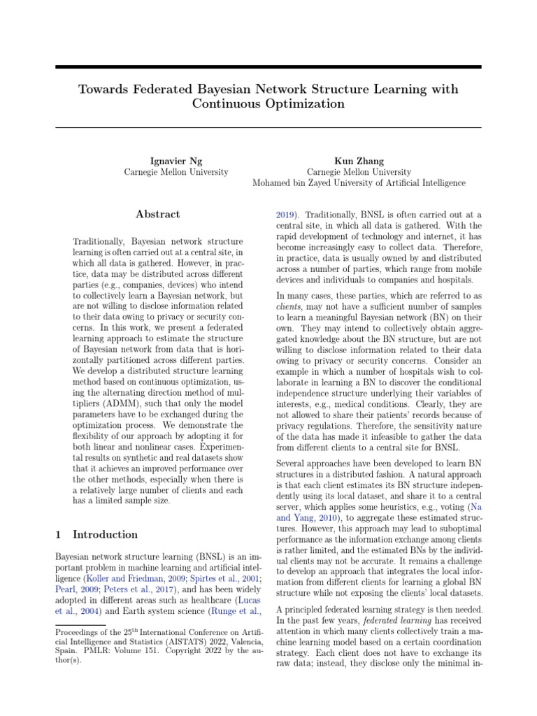 Federated Learning for Bayesian Networks | PDF | Least Squares ...