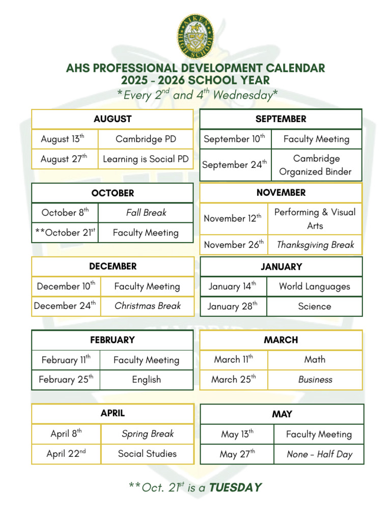 AHS Professional Development Calendar | PDF