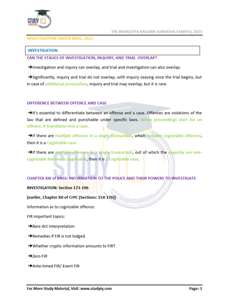 21st June 2024, Bnss PDF Notes | PDF