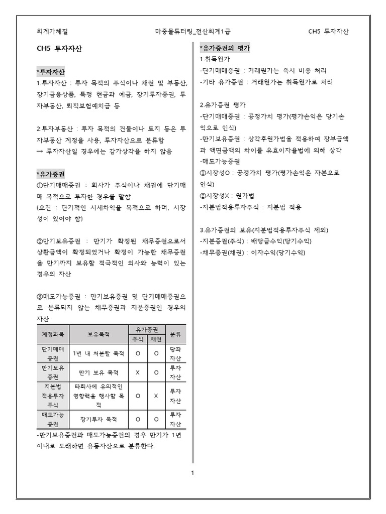 1_CH5 투자자산 | PDF