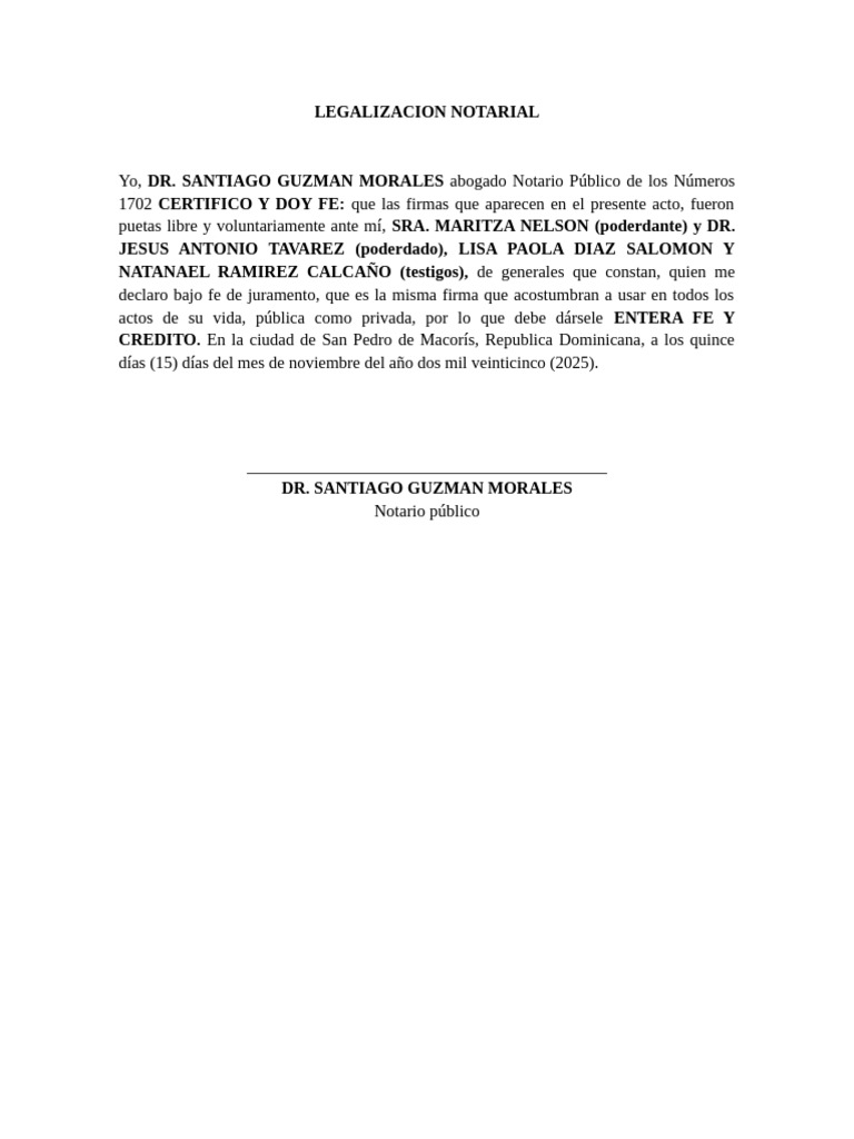 Certificación Notarial de Firmas | PDF