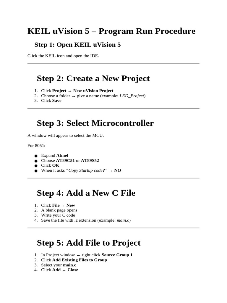 KEIL uVision 5 Program Setup Guide | PDF