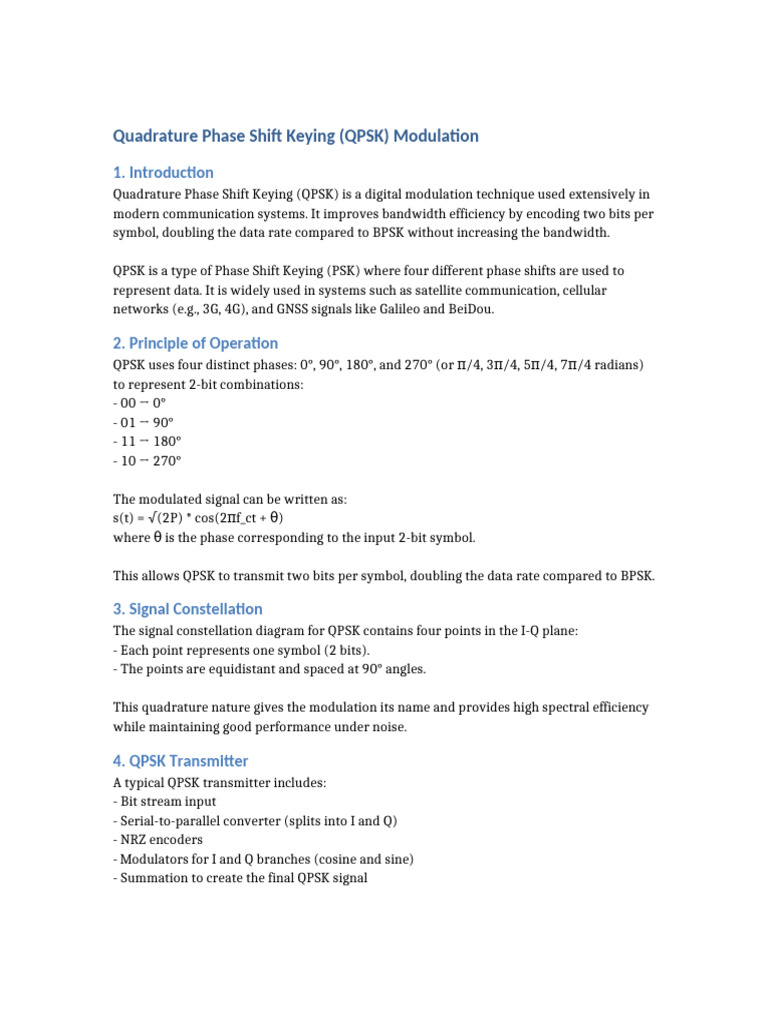 QPSK Modulation Explained: Key Concepts | PDF | Broadcast Engineering ...