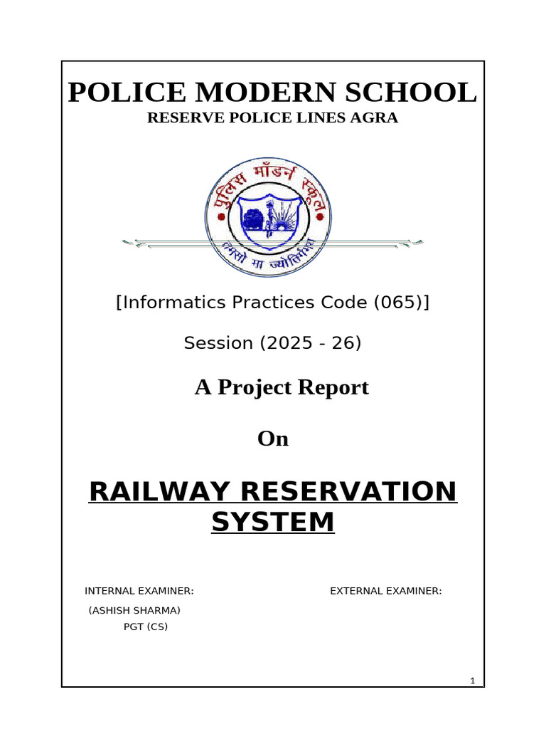 Railway Reservation System Project Report | PDF | Computing | Software ...