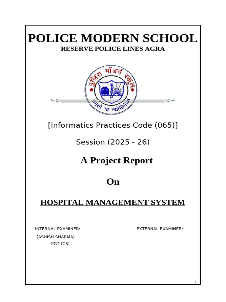 Hospital Management System Project Report | PDF | Comma Separated ...