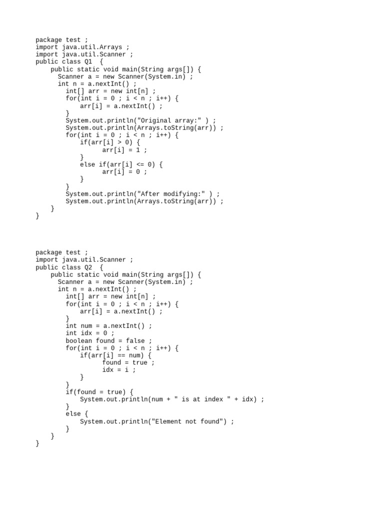 Java Array Manipulation Examples | PDF | Computer Programming ...