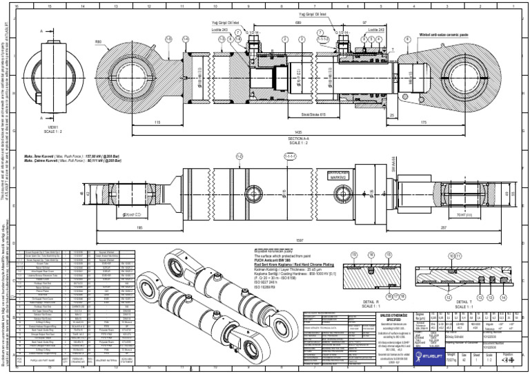Hydraulic Cylinder Technical Drawing | PDF | Materials