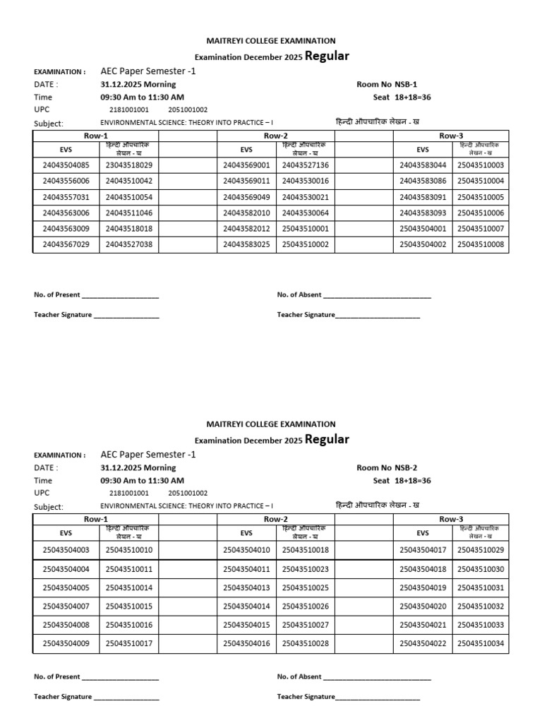 AEC Paper Exam Schedule December 2025 | PDF | Language Families ...