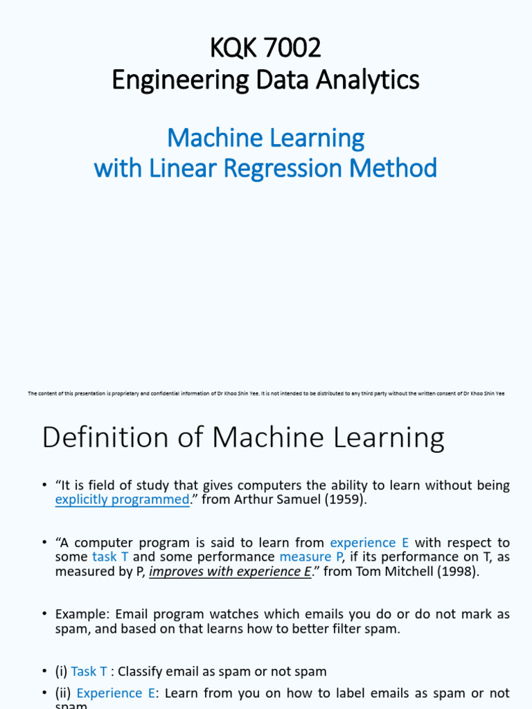 Week 9 - Machine Learning With Linear Regression V5 | PDF | Gradient ...