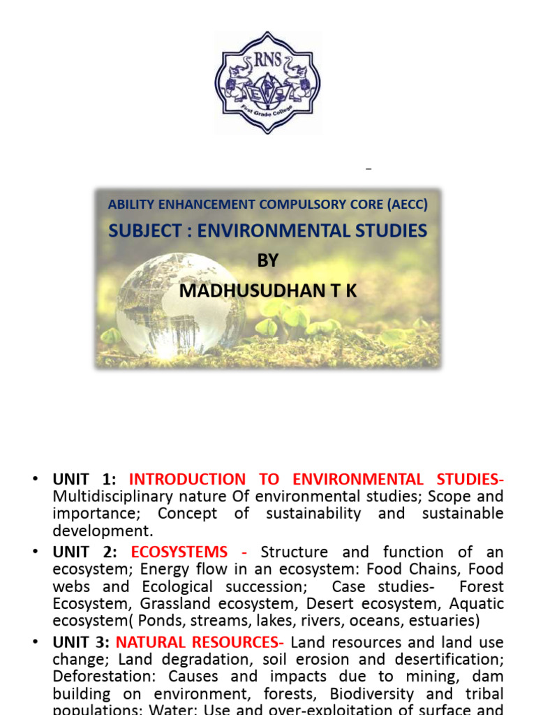 Environmental Studies Syllabus Overview | PDF | Food Web | Ecosystem