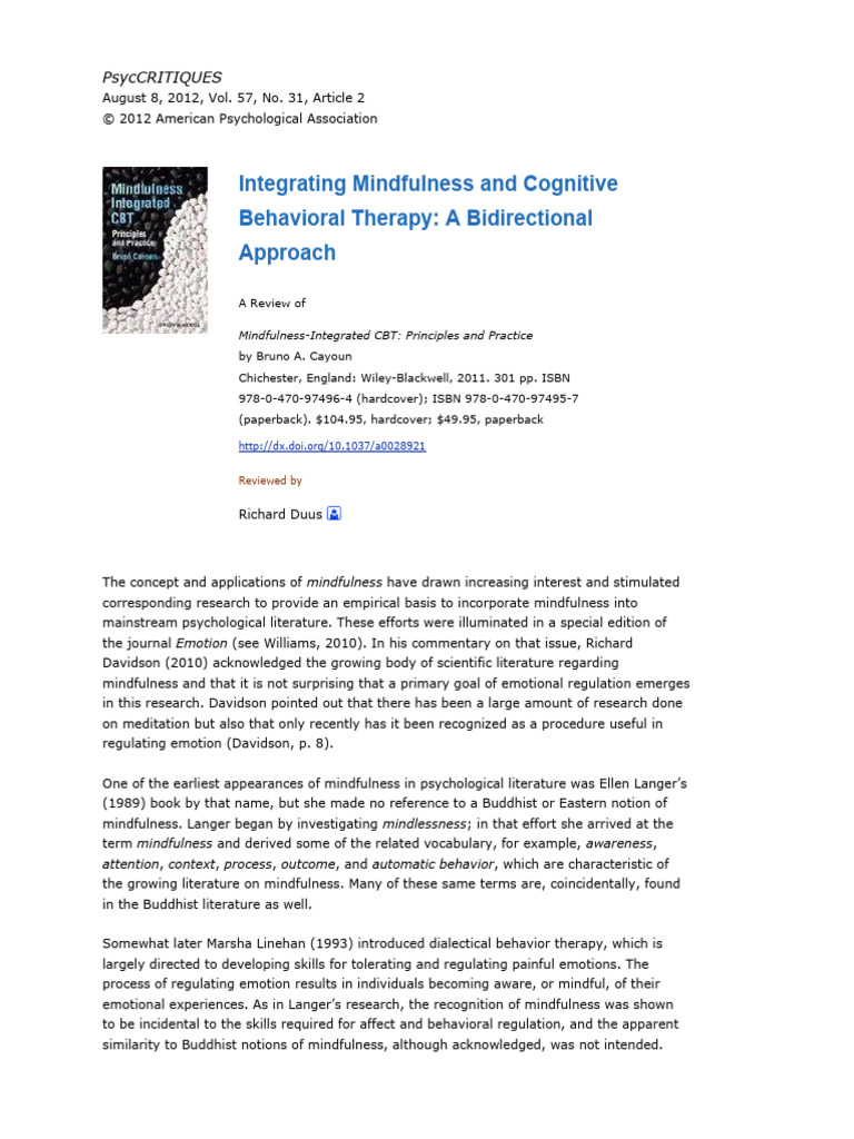 Integrating Mindfulness and Cogntive Beh | PDF | Mindfulness ...