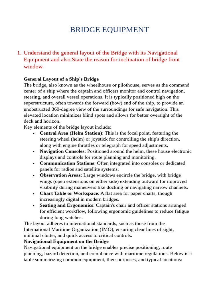 Ship Bridge Equipment and IBS Overview | PDF | Compass | Navigation