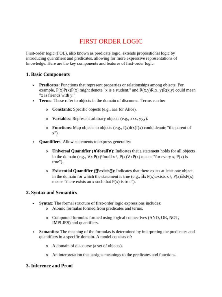 First Order Logic Unit 4 | PDF | Knowledge Representation And Reasoning ...