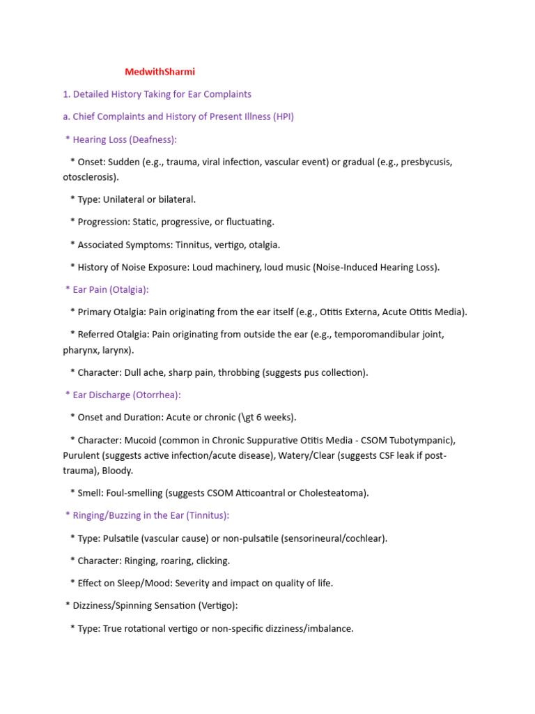 Ear Complaints: Diagnosis & Examination Guide | PDF | Vertigo | Ear