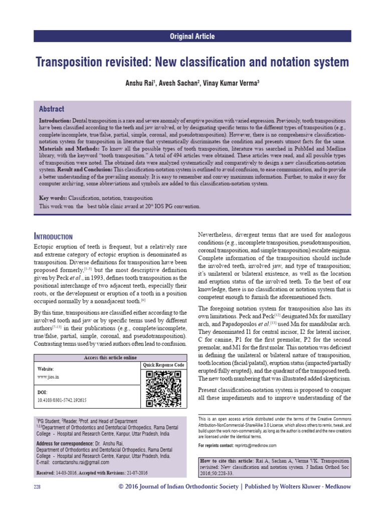 Rai Et Al 2016 Transposition Revisited New Classification and Notation ...