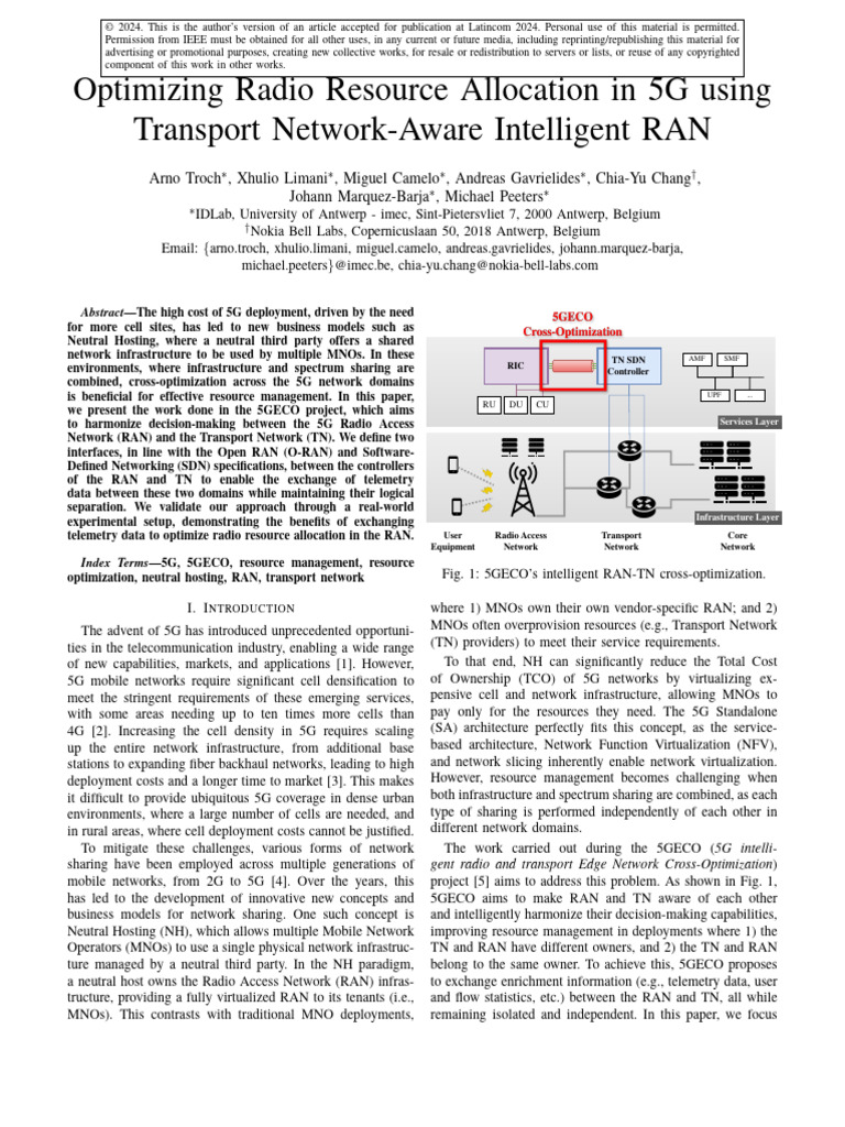 5G RAN-TN Resource Optimization Strategies | PDF | Network Congestion ...