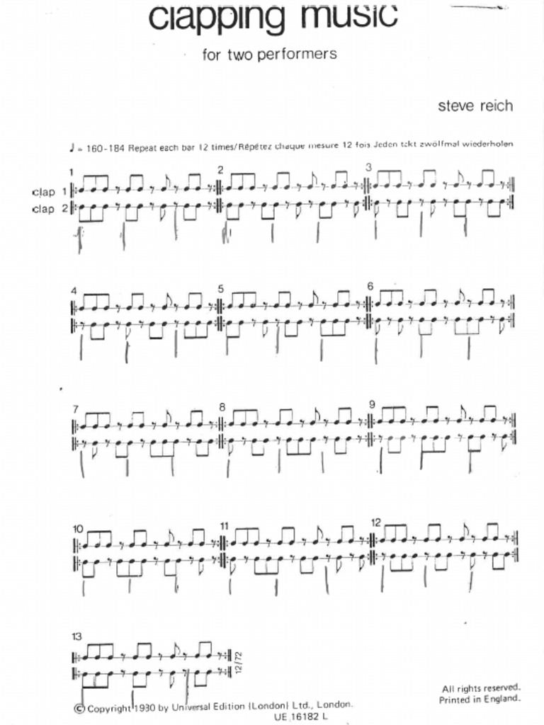 GP (2) Clapping Music Steve Reich | PDF