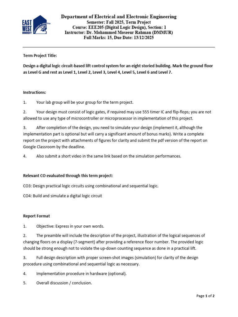 Lift Control System Design Project | PDF | Simulation | Logic Gate