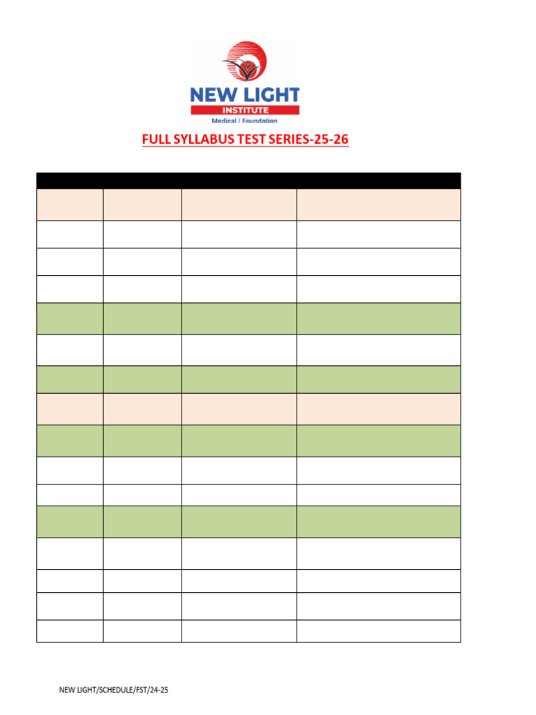 Fst Test Schedule 25-26 (1) | PDF