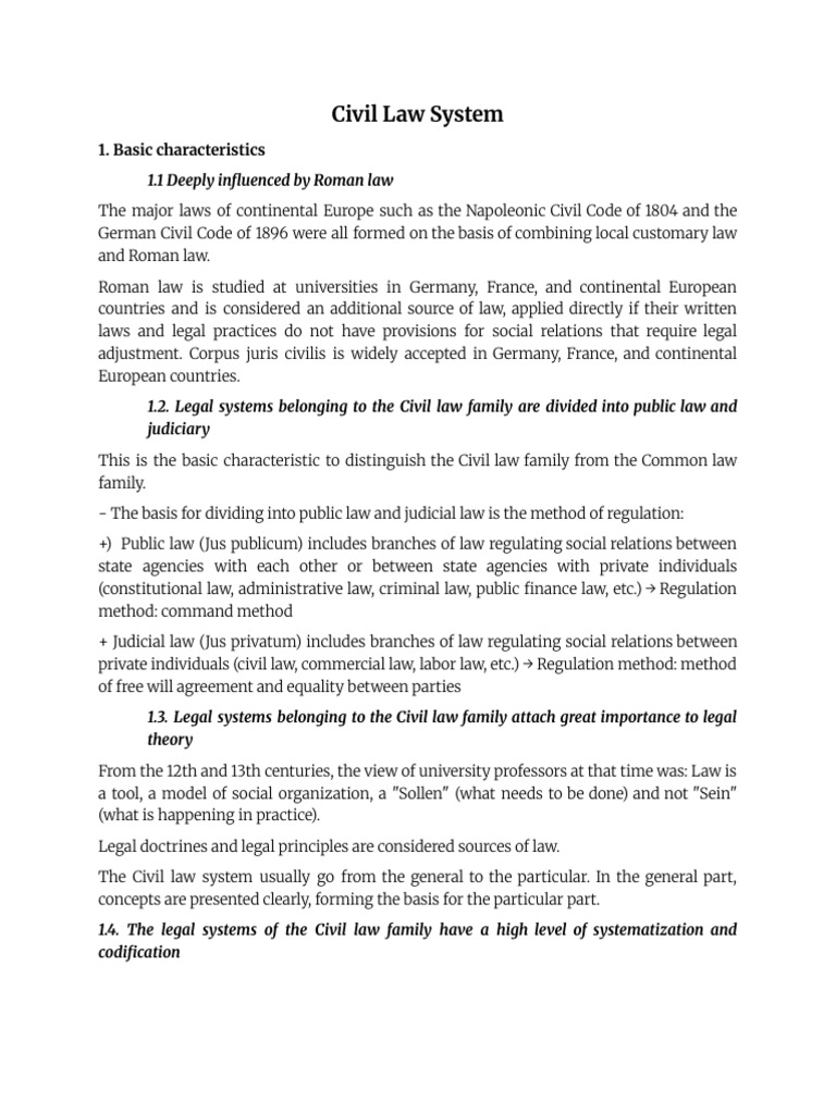 Overview of the Civil Law System | PDF | Civil Law (Legal System ...