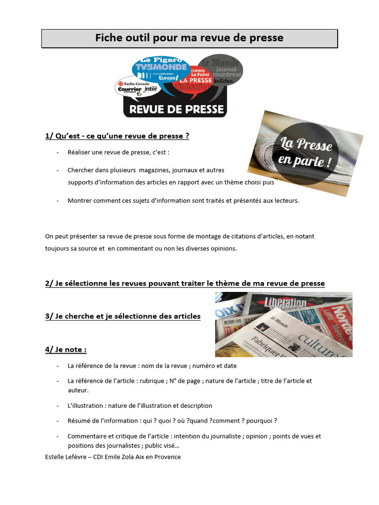 Guide pratique pour une revue de presse | PDF