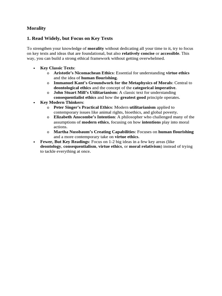 Essential Texts for Understanding Morality | PDF