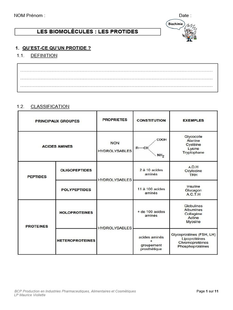 Introduction aux Protides et Acides Aminés | PDF | Peptide | Protéines