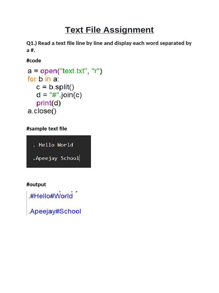 Text File Assignment | PDF