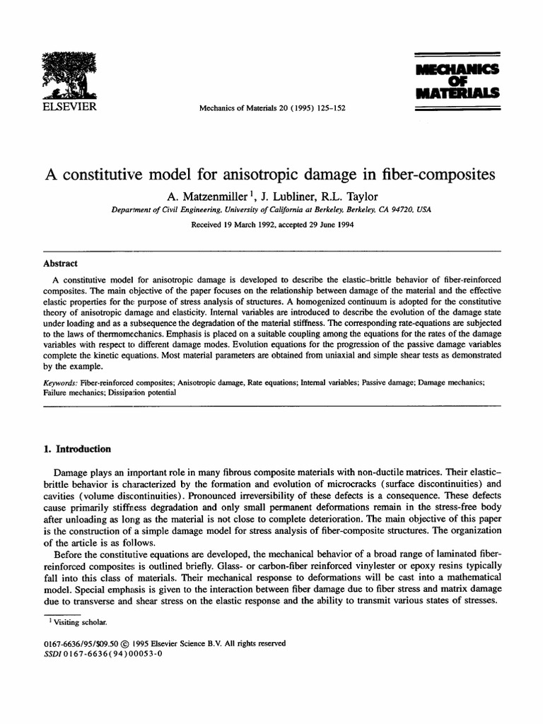 A Constitutive Model For Anisotropic Damage in Fiber-Composites - A ...