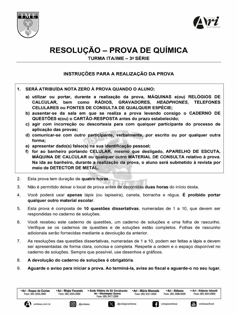 11o Ciclo - 2da Fase - Quimica | PDF