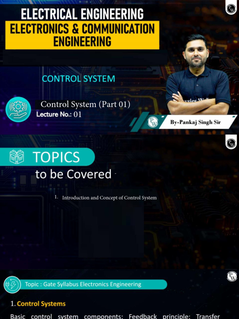 Control System (Part 01) (Lec 01) Class Notes | PDF