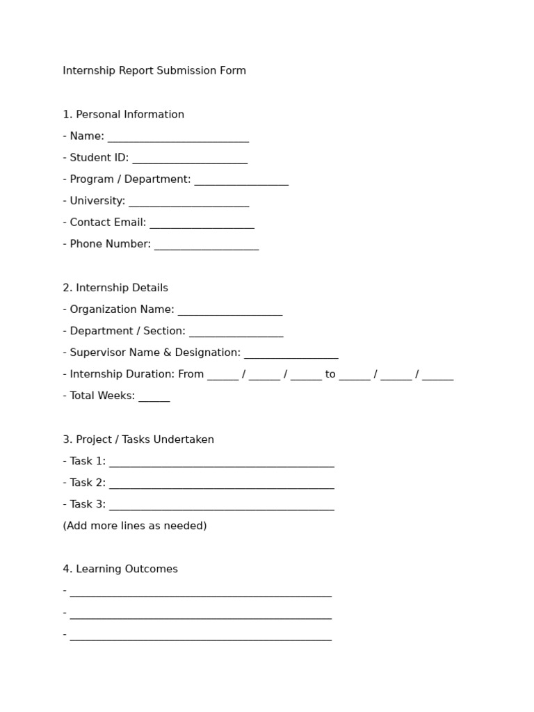 Internship Report Submission Template | PDF