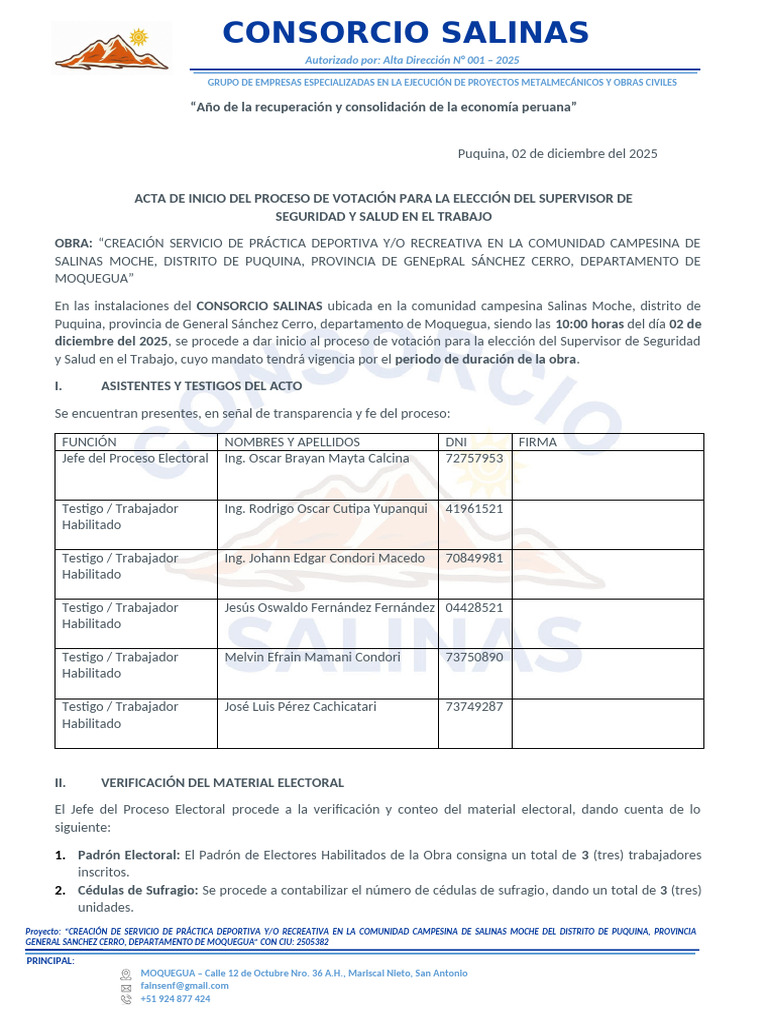 CS-HF06 Acta de Inicio Del Proceso 01.25 | PDF | Corrupción política ...