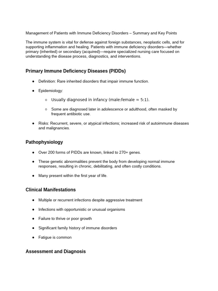 Managing Immune Deficiency Disorders | PDF | Immunodeficiency | Hiv/Aids