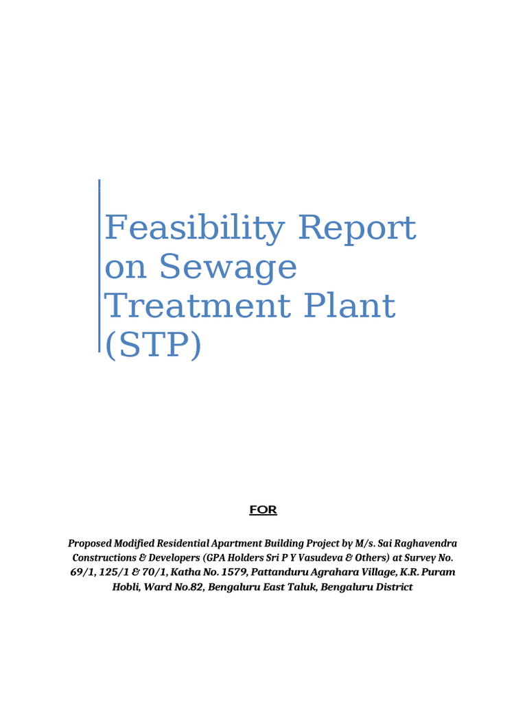 STP Feasibility Report for Bengaluru Project | PDF | Sewage Treatment ...