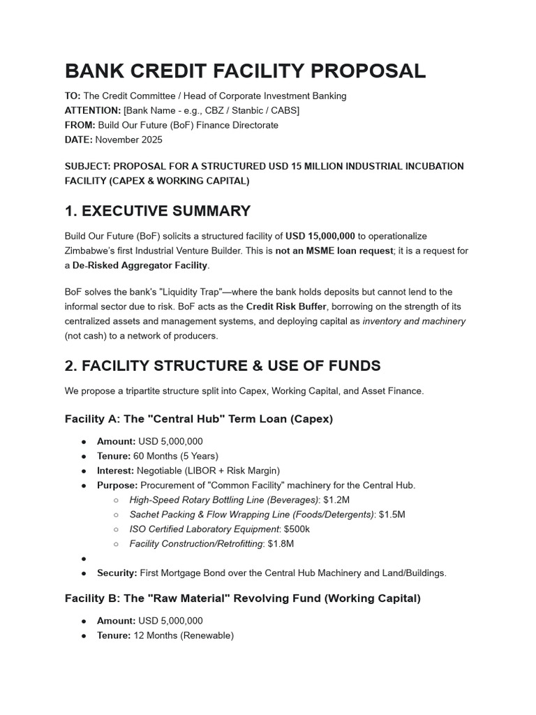 $15M Industrial Incubation Proposal | PDF | Banks | Debt