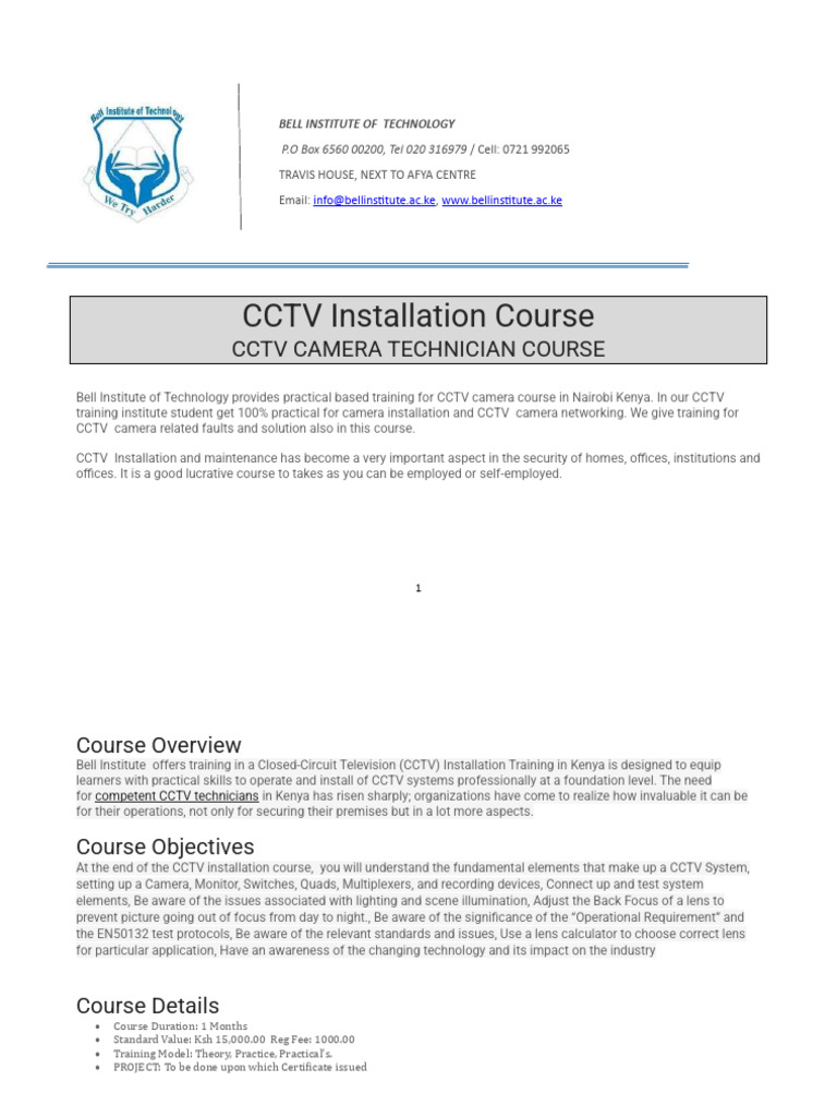 CCTV Installation Course in Nairobi | PDF | Closed Circuit Television ...