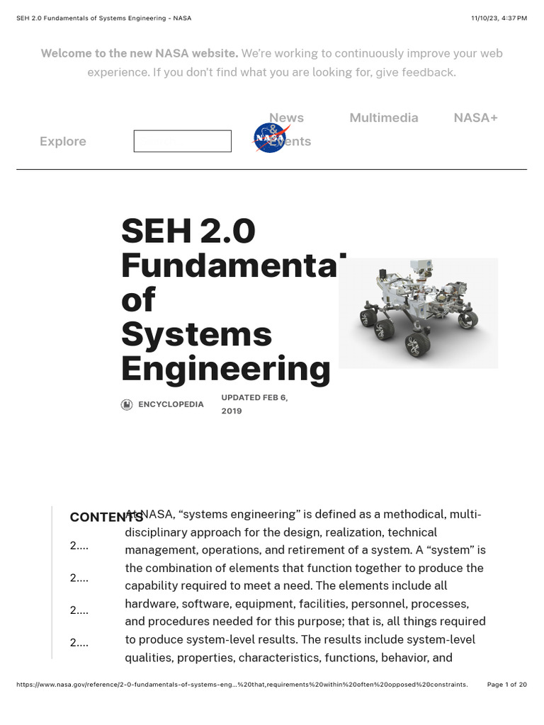 NASA Systems Engineering Overview | PDF | Systems Engineering ...