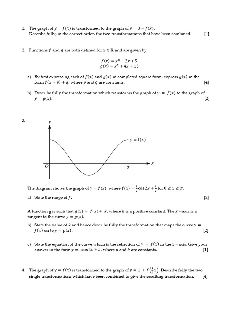 Transformations of Functions and Graphs | PDF | Tangent | Mathematics