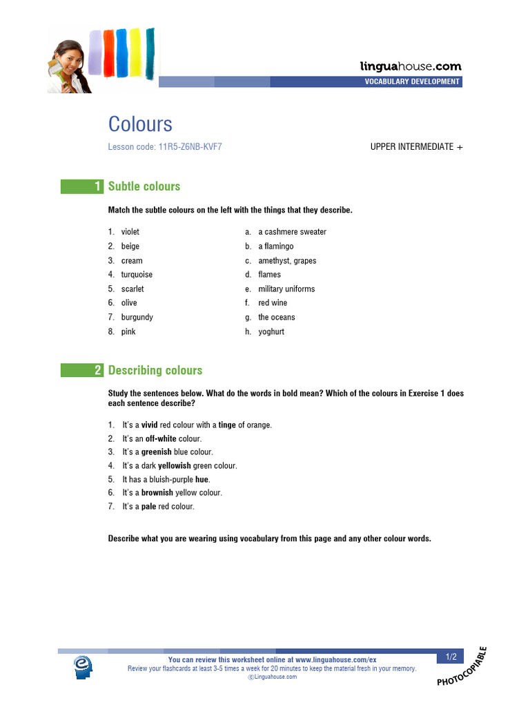 Vocabulary Development: Colors Guide | PDF | Color