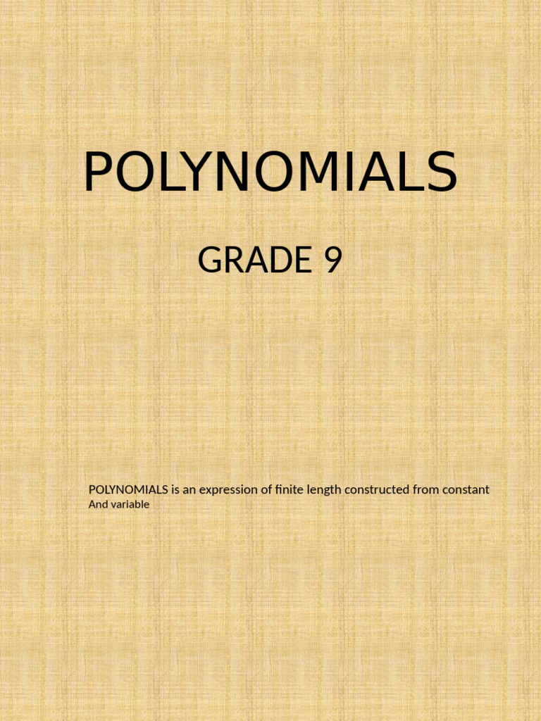 Polynomails PPT | PDF
