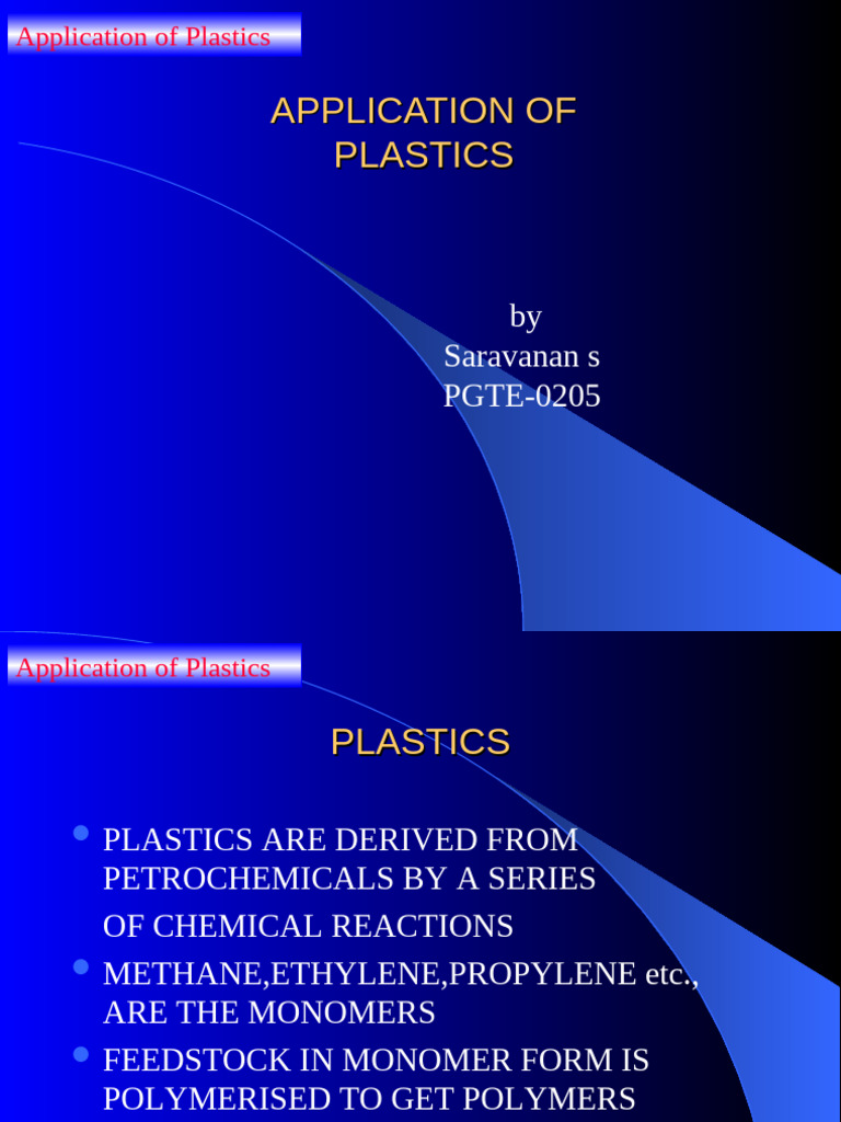 Applications and Types of Plastics | PDF | Plastic | Thermoplastic
