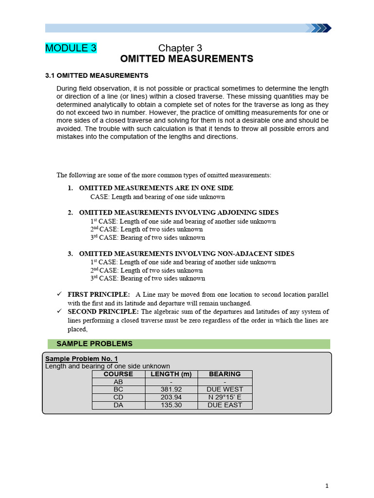 Omitted Measurements in Closed Traverses | PDF | Measurement | Mathematics