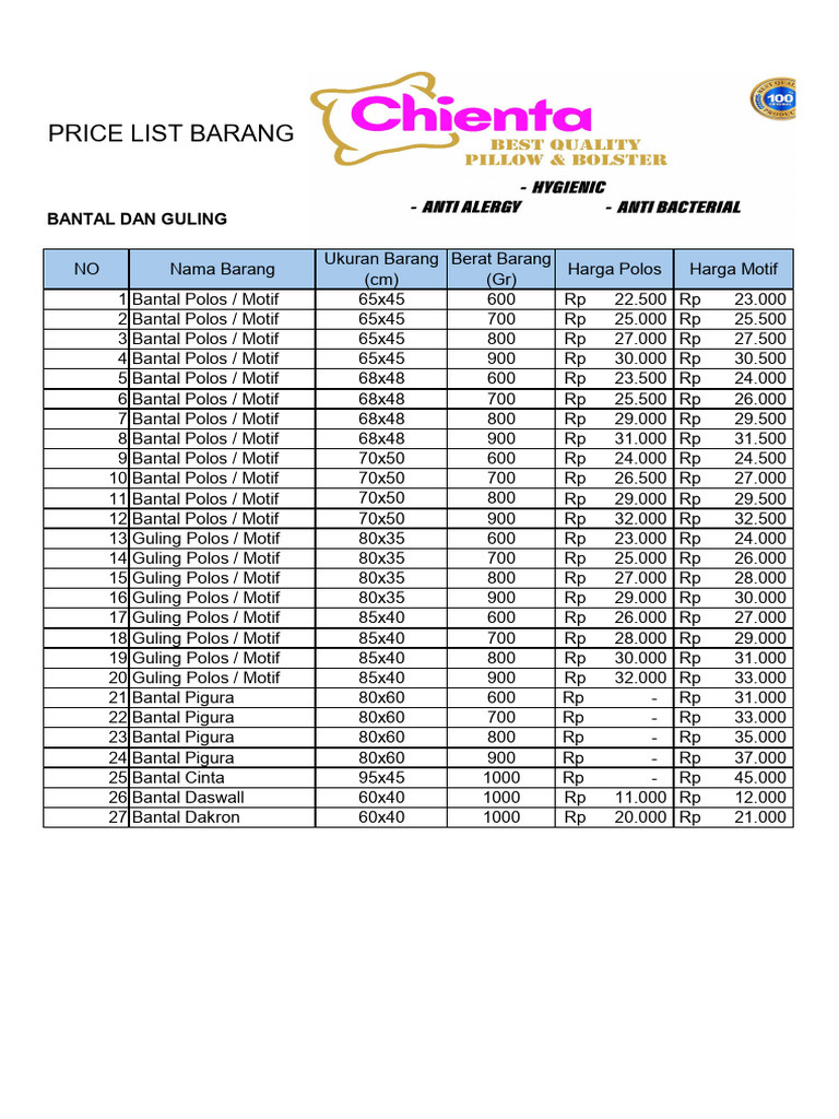 Price List | PDF