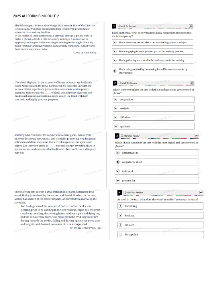 2025 Au Form b Module 2 | PDF