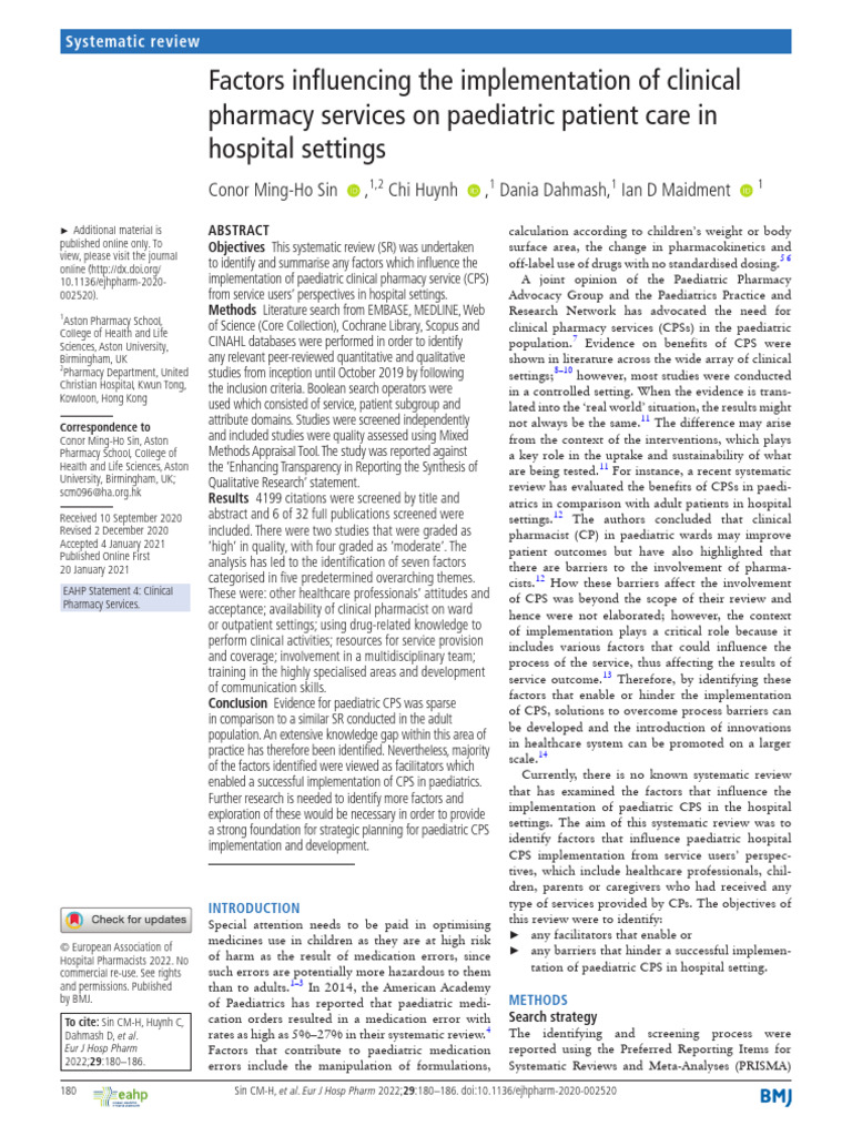 180.full | PDF | Systematic Review | Pharmacy
