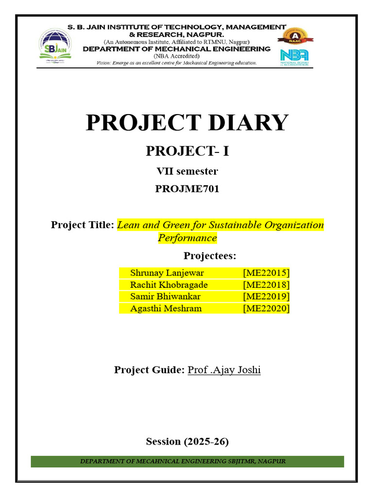 Lean and Green Project Diary | PDF | Engineering | Sustainability