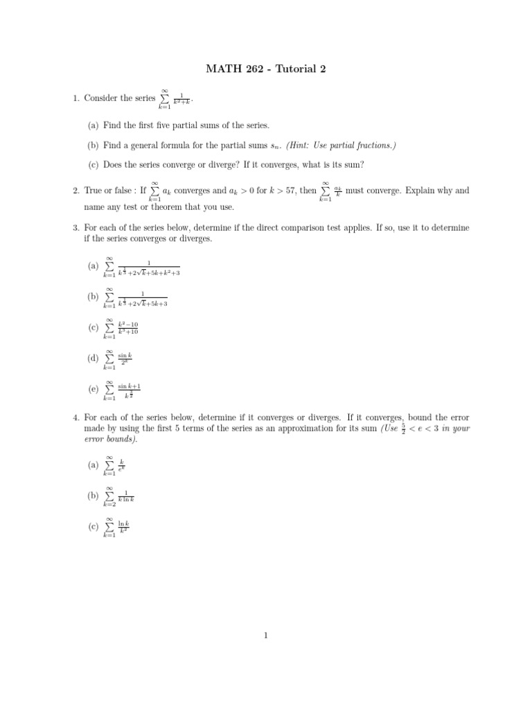 MATH 262 Tutorial 2 (2) | PDF