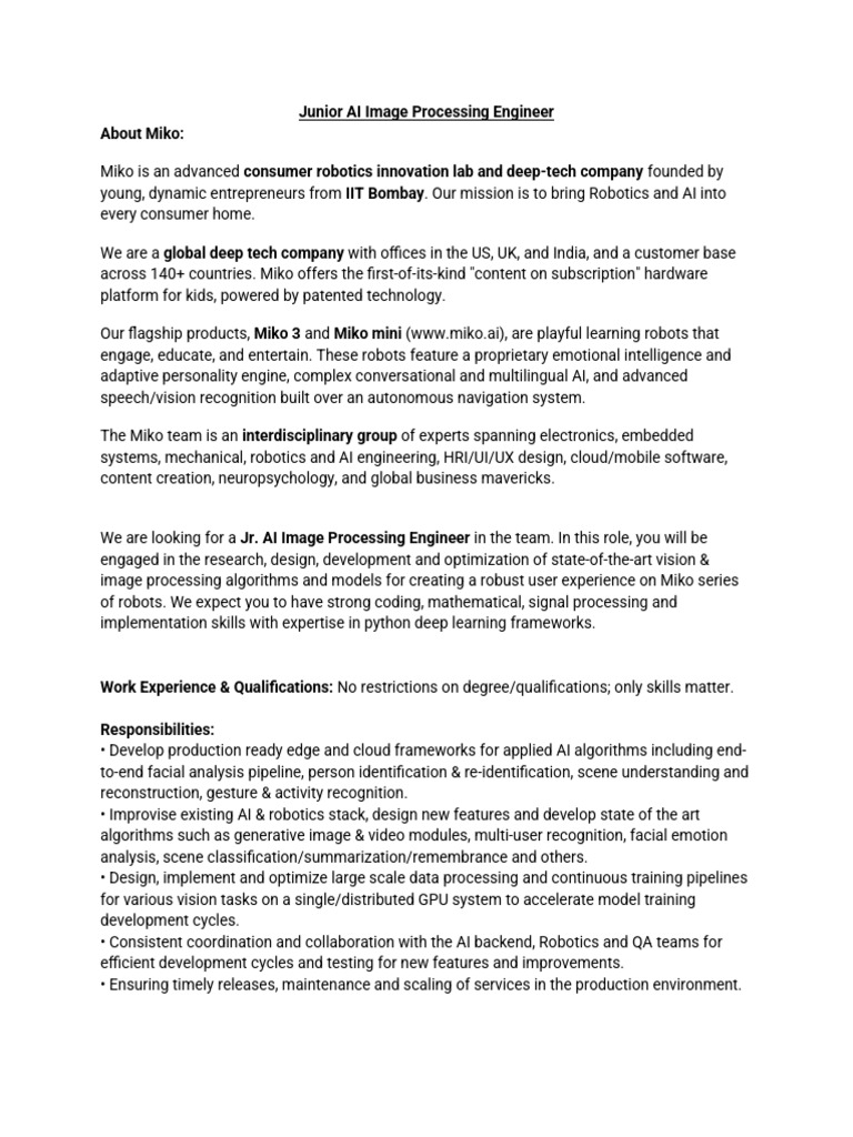 Junior AI Image Processing Engineer | PDF | Artificial Intelligence ...